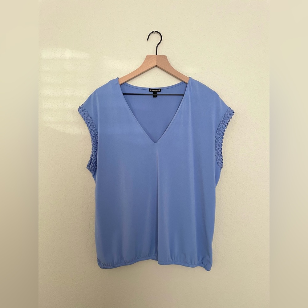 Express Light Blue Blouse, short sleeve